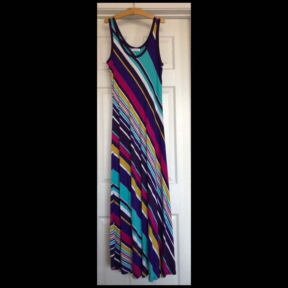 Calvin Klein Colorful Striped Long Maxi Dress